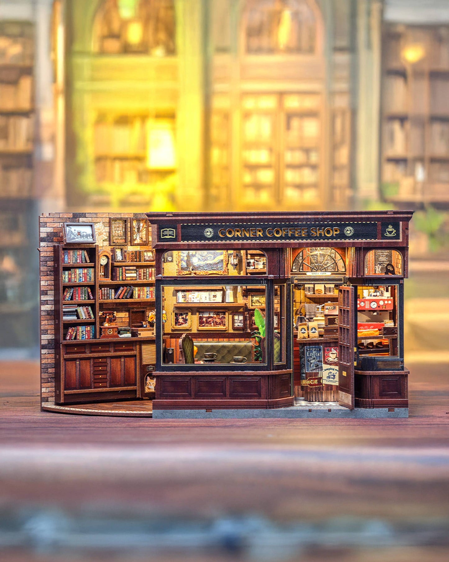 Hands Craft DIY Book Nook Kit: Corner Coffee Shop