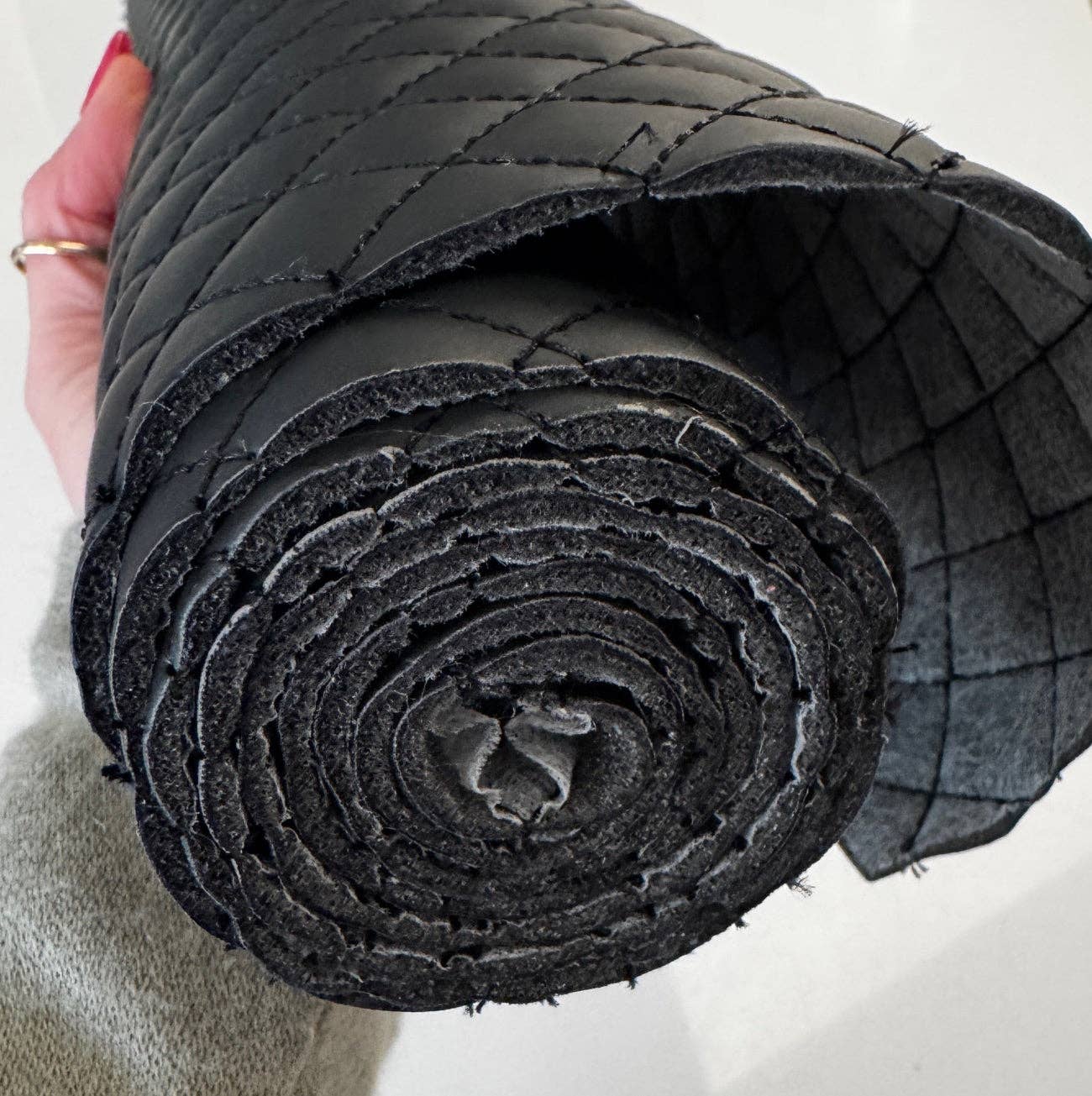Sew Hungry Hippie Quilted Vinyl Black - Pre-Quilted Fabric for Bags - 18" x 54" Pre-Cut