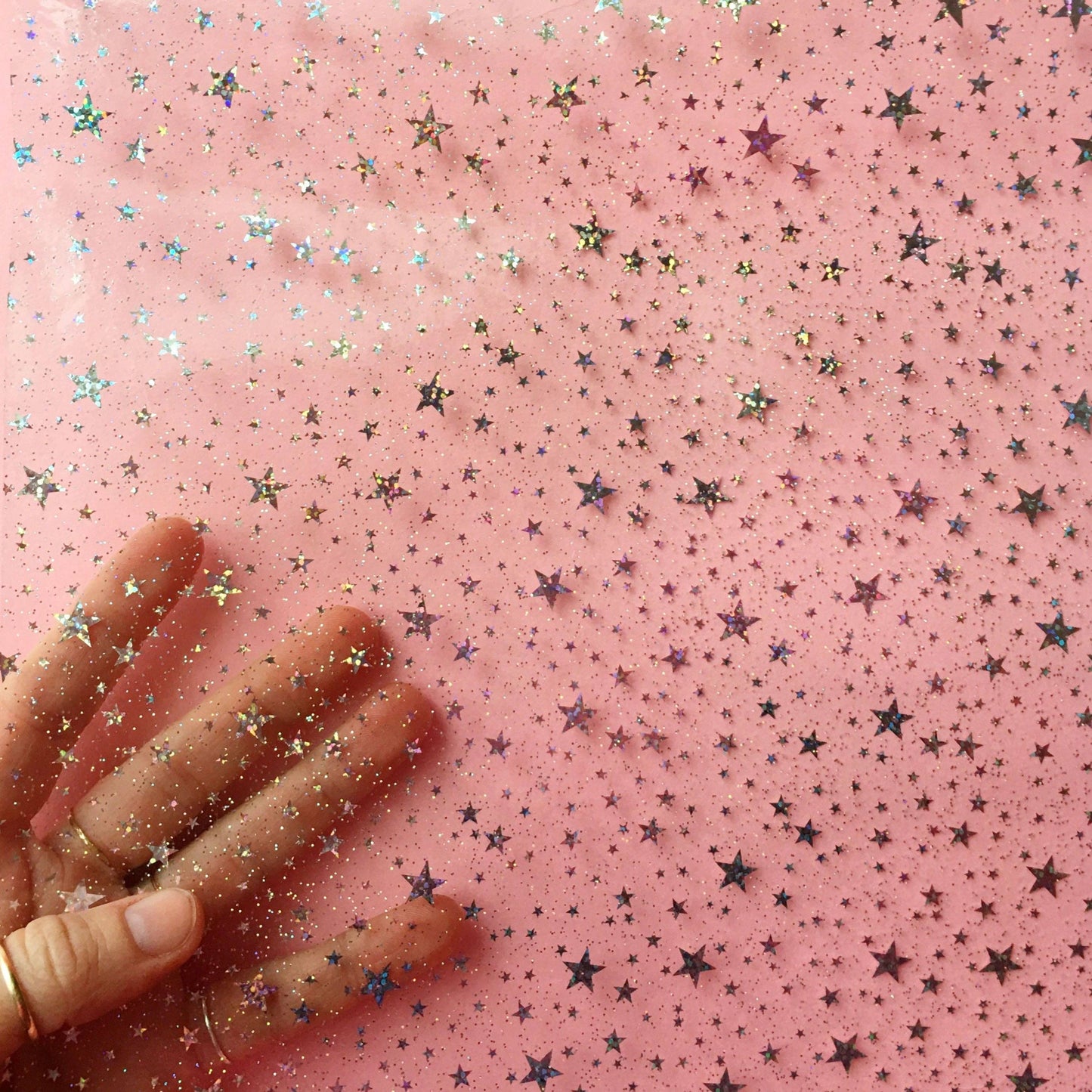 Sew Hungry Hippie Clear Glitter Stars Vinyl
