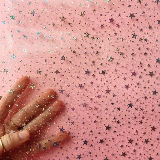 Sew Hungry Hippie Clear Glitter Stars Vinyl