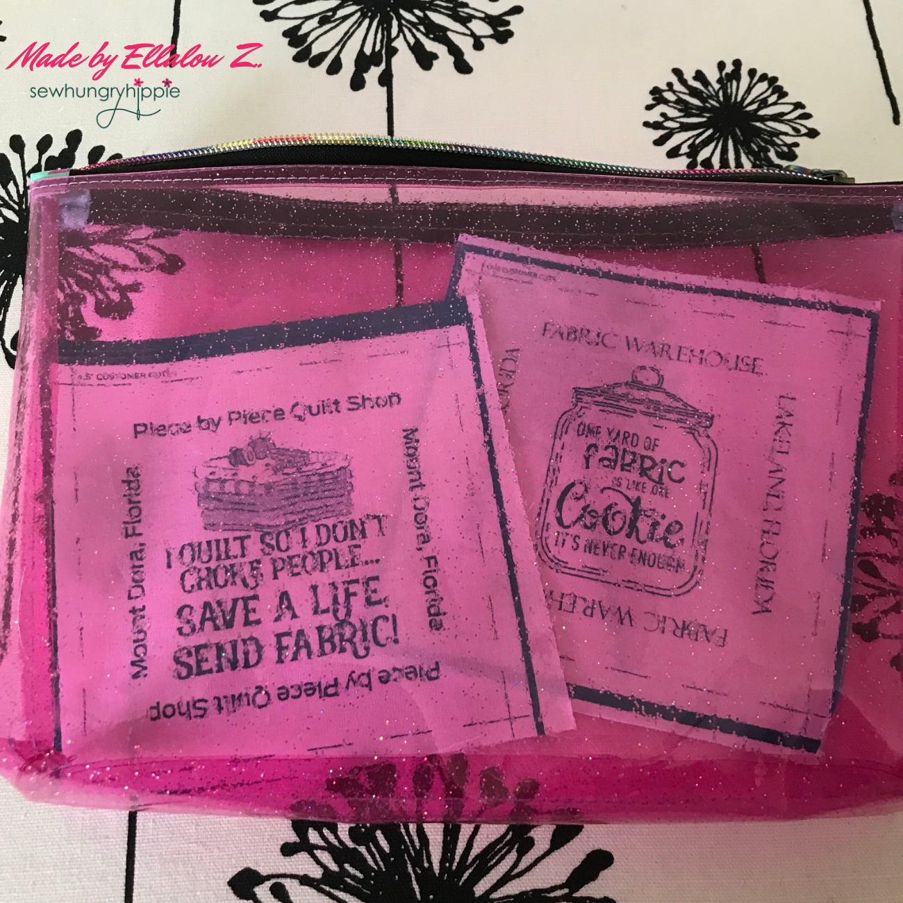 Sew Hungry Hippie - Hot Pink Clear Glitter Vinyl