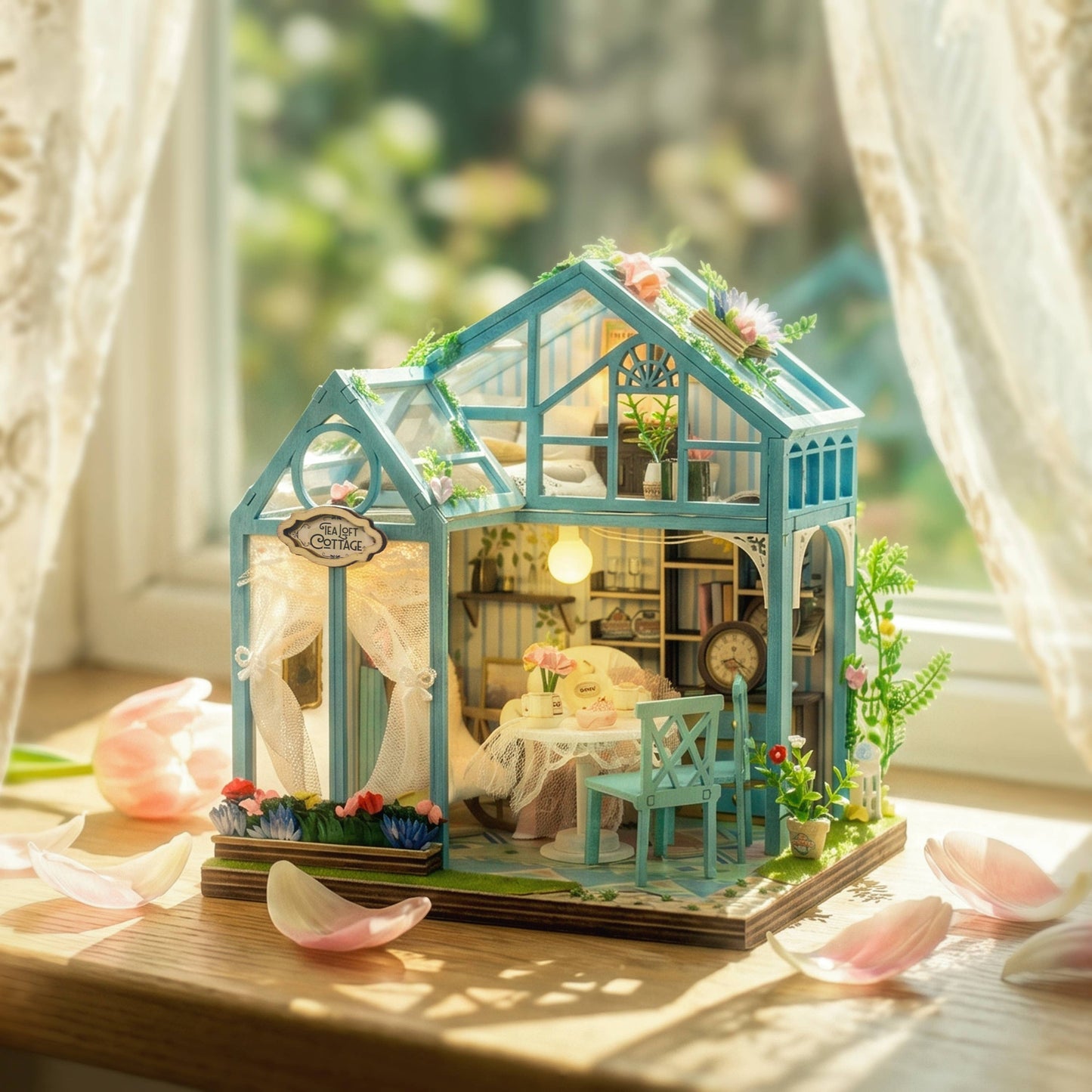 Hands Craft DIY Miniature House Kit: Tea Loft Cottage
