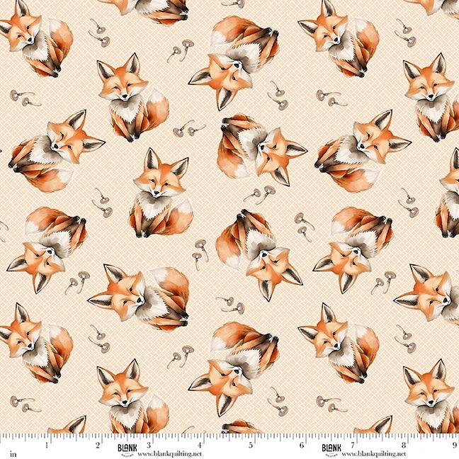 Blank Quilting Co. - Tango Twist Designs - Wild and Free - Woodland Foxes Mushrooms - 4924-44 Cream