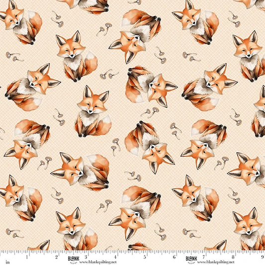 Blank Quilting Co. - Tango Twist Designs - Wild and Free - Woodland Foxes Mushrooms - 4924-44 Cream