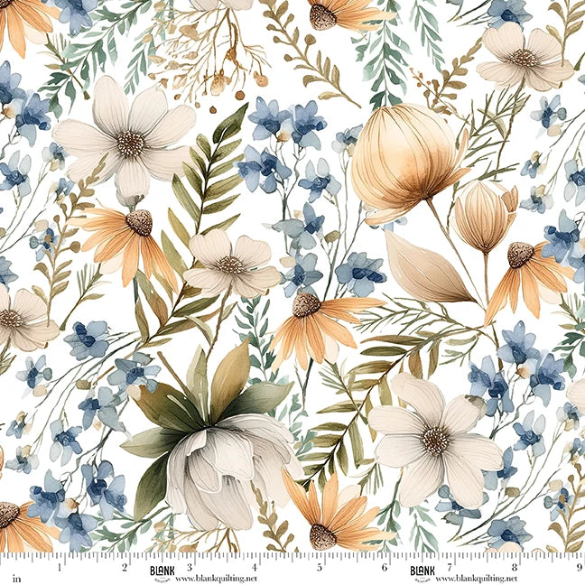 Blank Quilting Co. - Tango Twist Designs - Wild and Free - Woodland Large Flowers Florals - 4927-01 Ecru