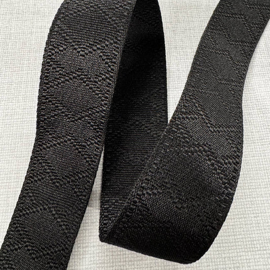 Sew Hungry Hippie Premium Black Jacquard Webbing Strap 1.5" Width - By the Yard