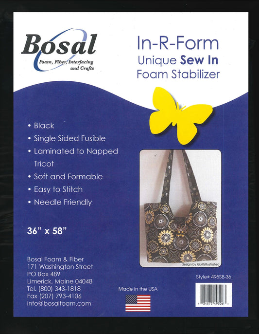 Bosal In R Form Black Single Sided Fusible Foam Stabilizer - 58" x 36"
