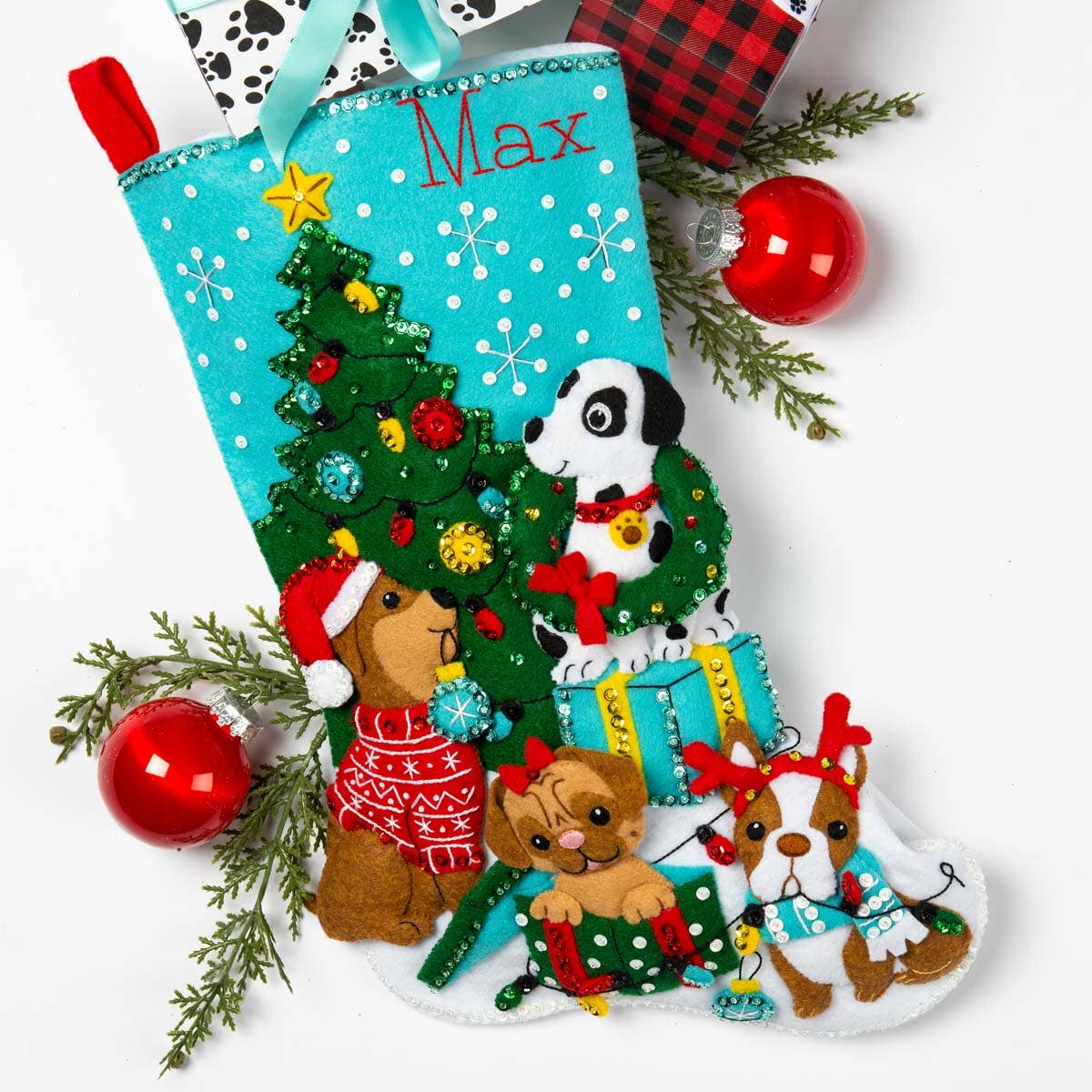 Bucilla ® Seasonal Felt Christmas Stocking Kit - Christmas Dogs
