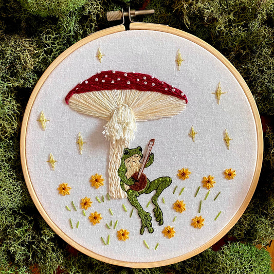 Stitches By Tiff Toadstool Serenade Frog & Mushroom Embroidery Kit