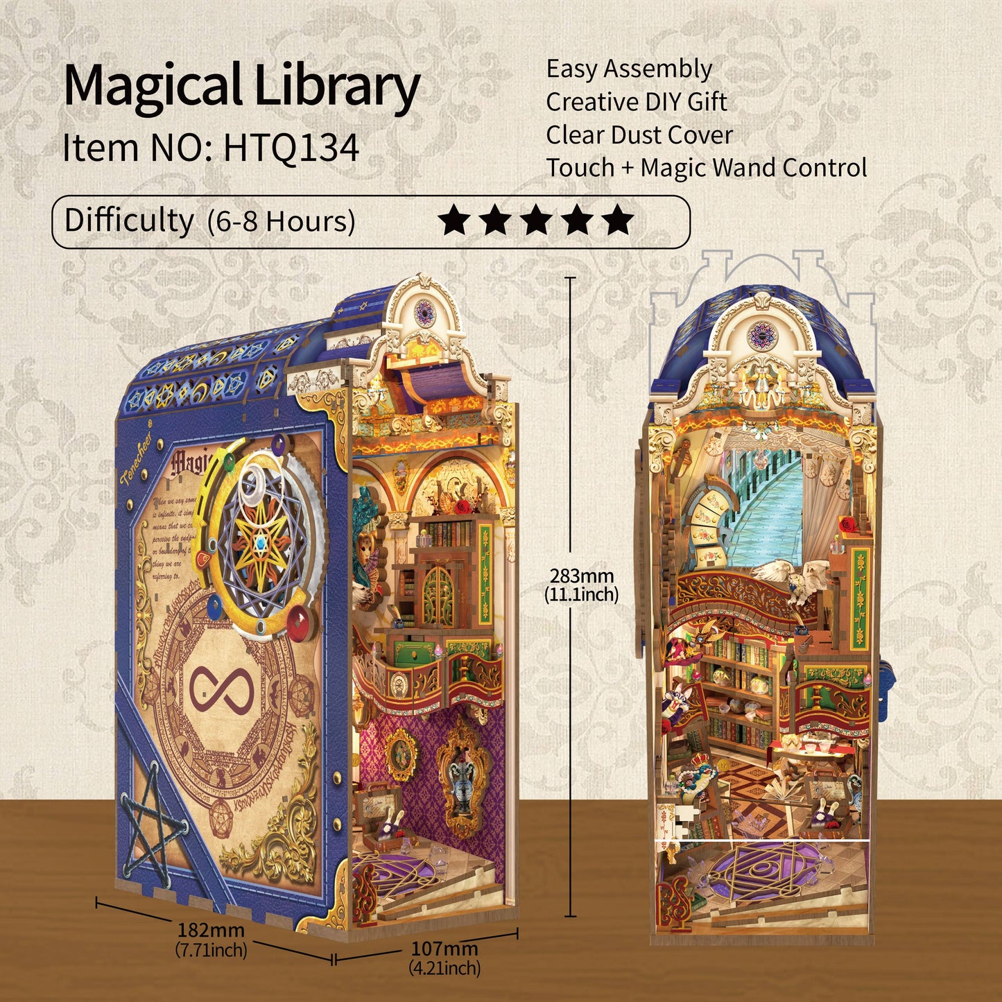 Hands Craft DIY Book Nook Kit: Magical Library And Dust Cover