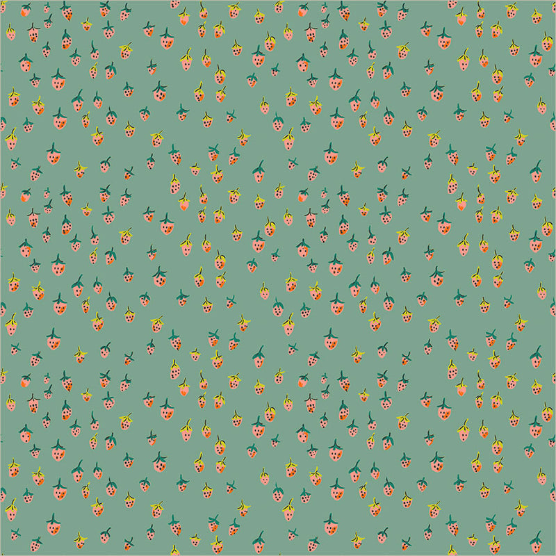 Preorder - Windham - Heather Ross - Heather Ross Favorites - Field Strawberries Fruits - 50899D-13 Teal - Ships June 2026