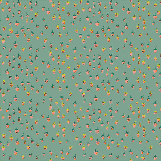 Windham - Heather Ross - Heather Ross Favorites - Field Strawberries Fruits - 50899D-13 Teal - Ships June 2026