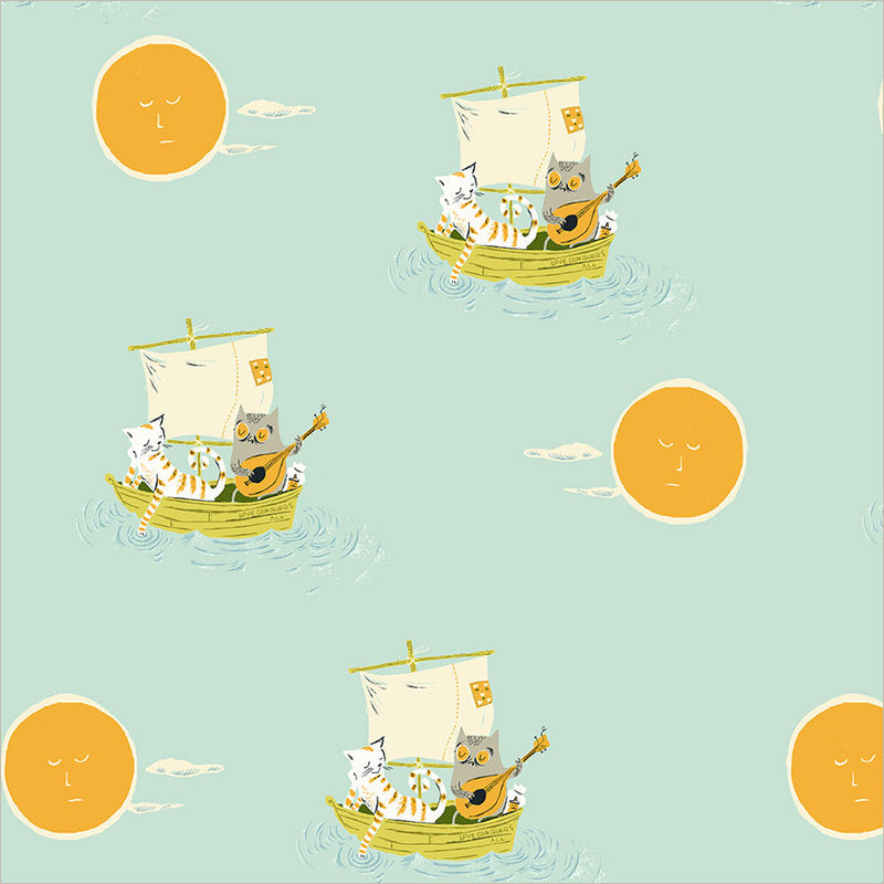 Preorder - Windham - Heather Ross - Heather Ross Favorites - Owl and the Pussycat - 51199D-2 Aqua - Ships June 2026