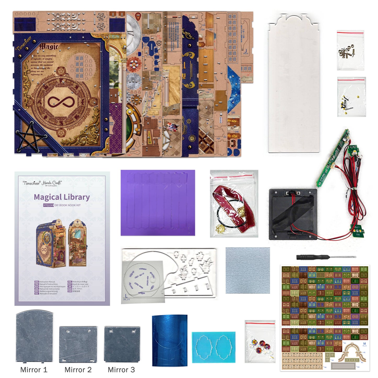 Hands Craft DIY Book Nook Kit: Magical Library And Dust Cover