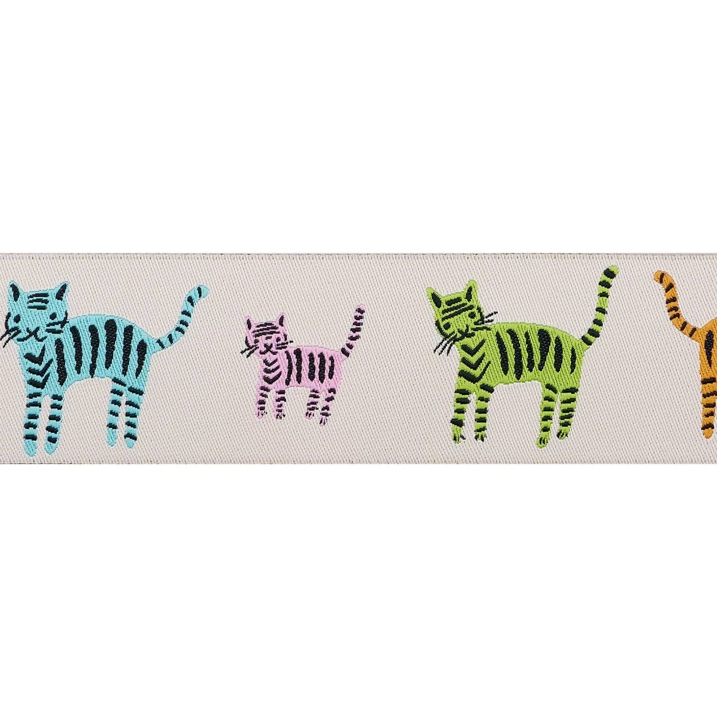 Renaissance Ribbons - Catnap By Alexia Abegg - Tiger Stripes on Natural - 1-1/2" Ribbon - By The Yard