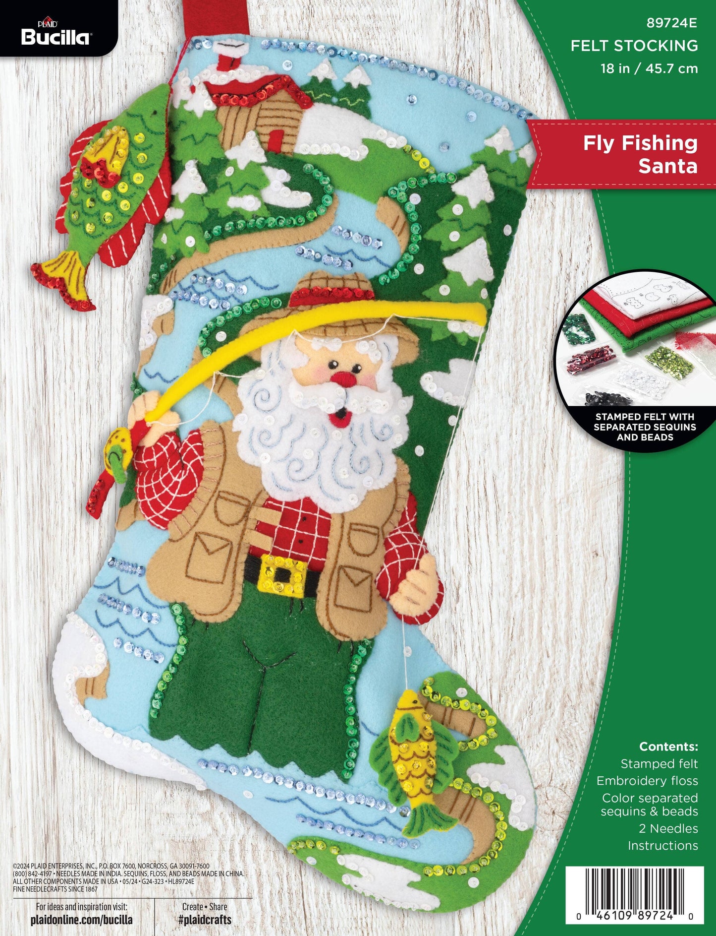 Bucilla ® Seasonal Felt Christmas Stocking Kit - Fly Fishing Santa