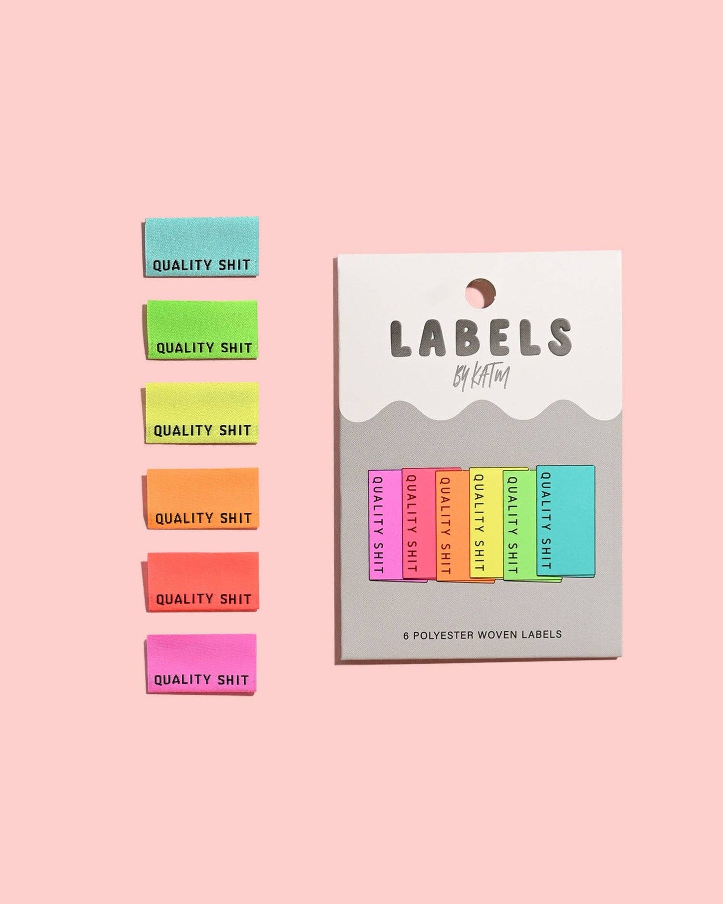 Kylie and the Machine Quality Shit Woven Labels (Neon) - 1 Pack
