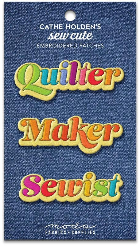 Sew Cute Iron-On Embroidered Patches - Sewist Words - Cathe Holden