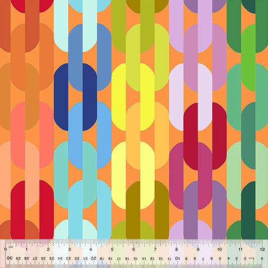 Preorder - Windham - Anabel Wrigley - 108" Wideback Quilt Back - Rainbow Links - 54574DW-1DES Creamsicle - Ships August 2026