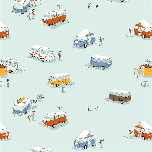 Windham - Heather Ross - Heather Ross Favorites - Bus Van Vehicle - 55211D-3 Aqua - Ships June 2026