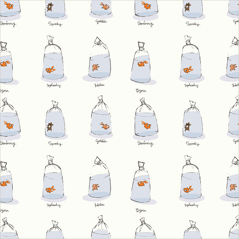 Preorder - Windham - Heather Ross - Heather Ross Favorites - Goldfishes in Bags - 55212D-2 White - Ships June 2026