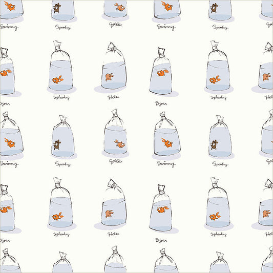 Windham - Heather Ross - Heather Ross Favorites - Goldfishes in Bags - 55212D-2 White - Ships June 2026