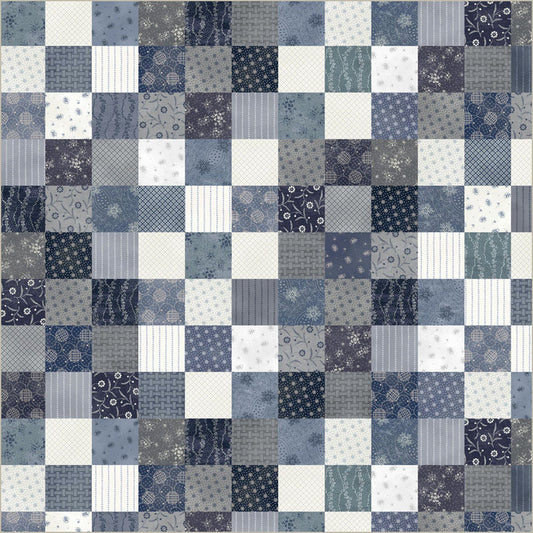 PREORDER - Windham - Whistler Studios - Faded Indigo - Blue Cheater Print Squares Patchwork - 55444D-1 Multi - Ships September 2026