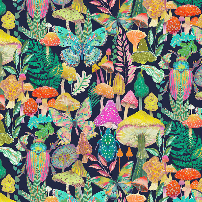 Preorder - Windham - Canvas and Co. - Sally Kelly - Forest Magic Mushrooms Moths Foliage - 55541DC-1 Midnight - Ships October 2026