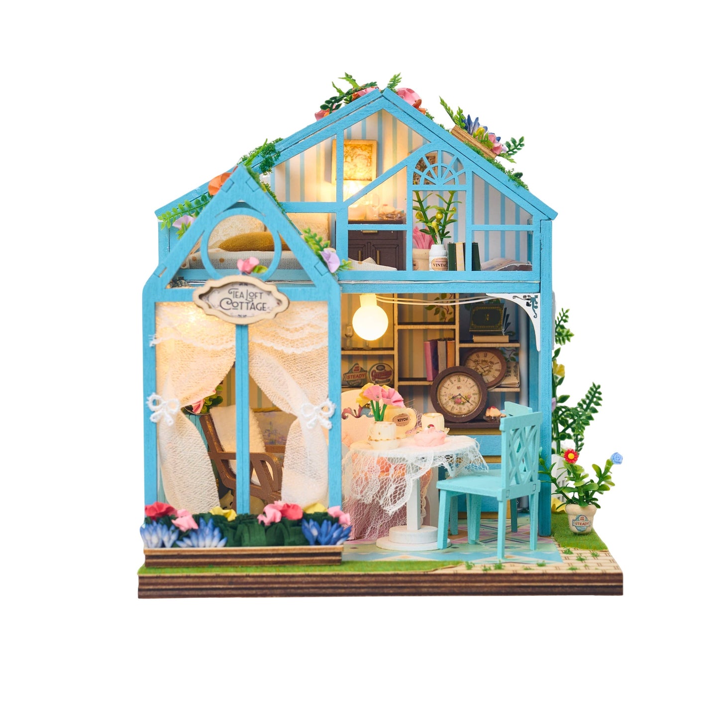 Hands Craft DIY Miniature House Kit: Tea Loft Cottage