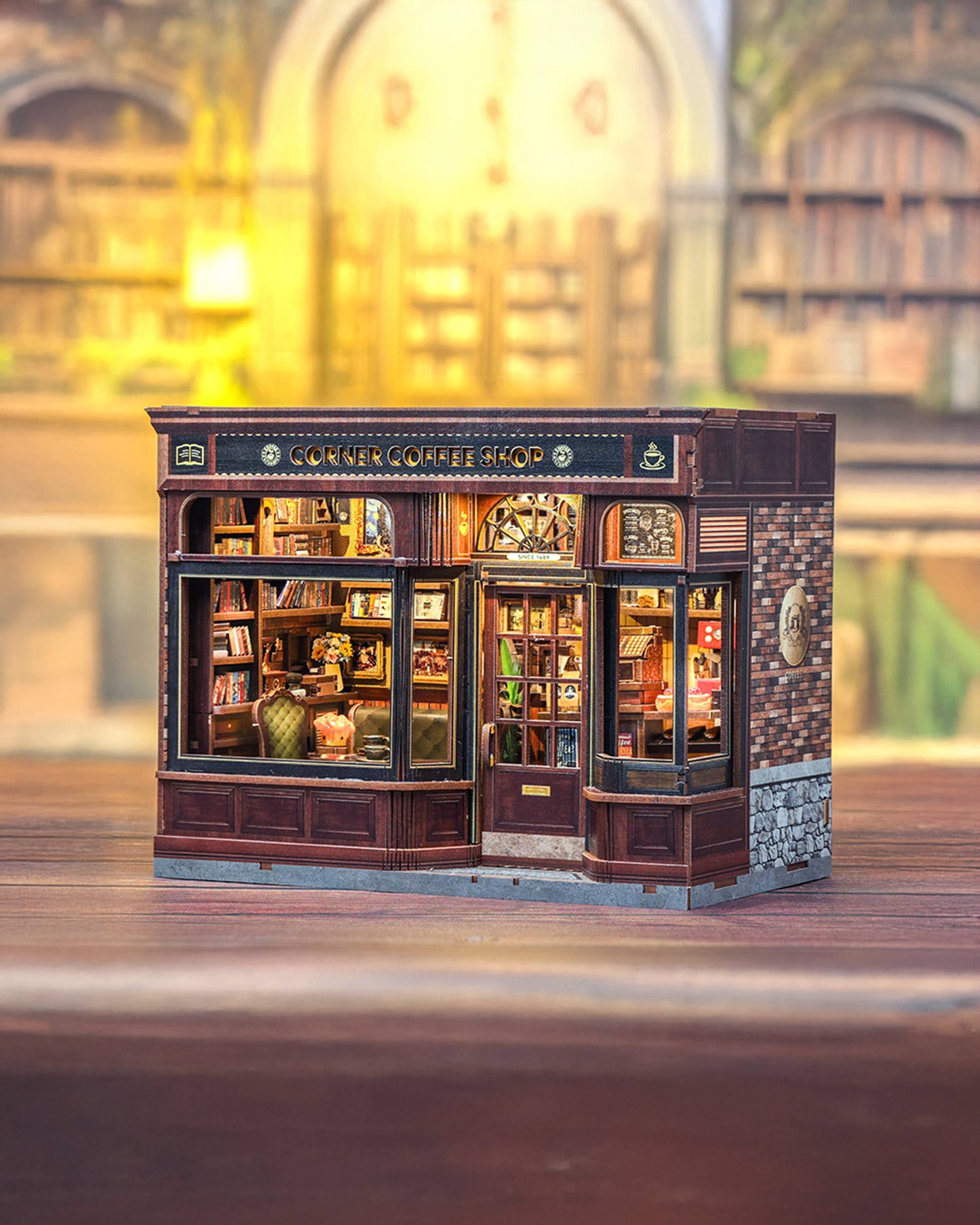 Hands Craft DIY Book Nook Kit: Corner Coffee Shop