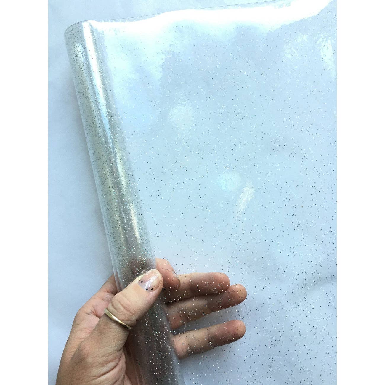 Sew Hungry Hippie - Clear Glitter Vinyl - TPU See-Through Vinyl for Bag Making