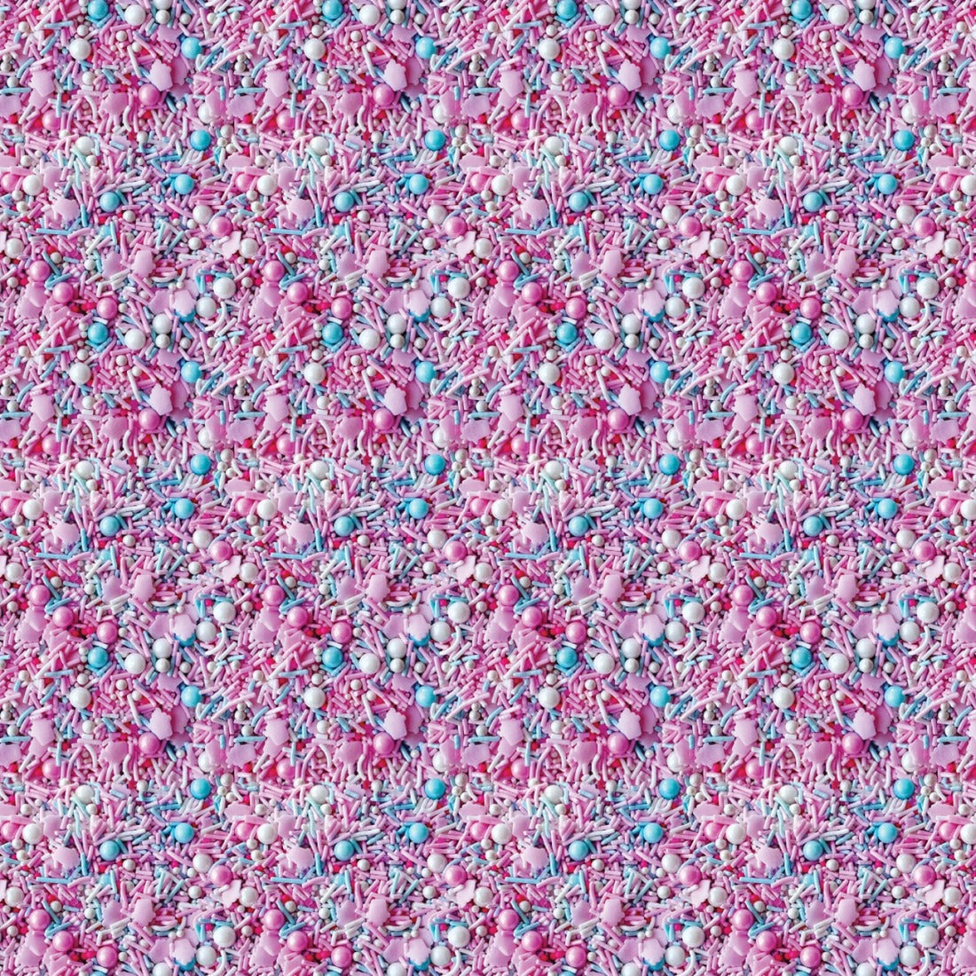 Camelot Fabrics - Confetti Fun - Dessert Food Pink / Blue Cupcakes and Pearls Sprinkles -  21250403-01