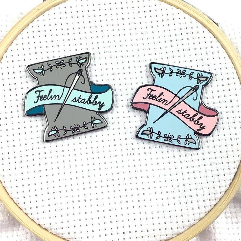 Hard Enamel Feeling Stabby Exclusive Magnetic Needle Minder - Pink and Blue ONLY