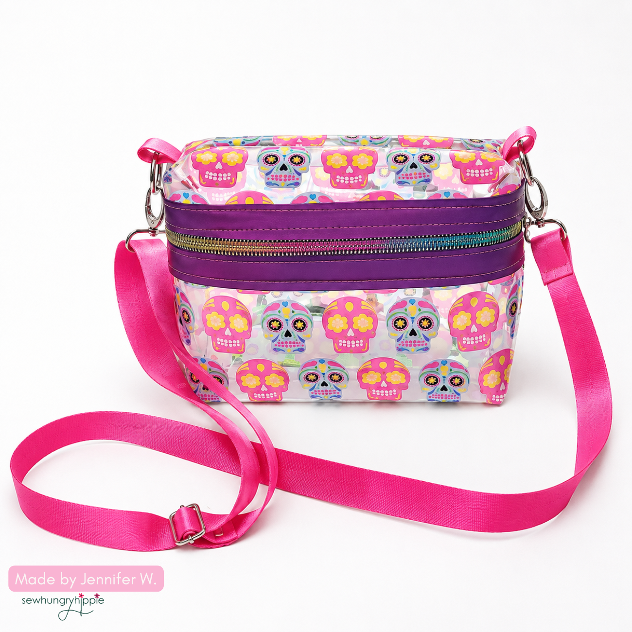 Sew Hungry Hippie Sugar Skulls Clear TPU Vinyl - Pre-Cut 18” x 56” Roll