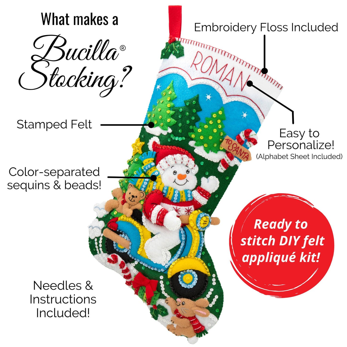 Bucilla ® Seasonal Felt Christmas Stocking Kit - Christmas Dogs