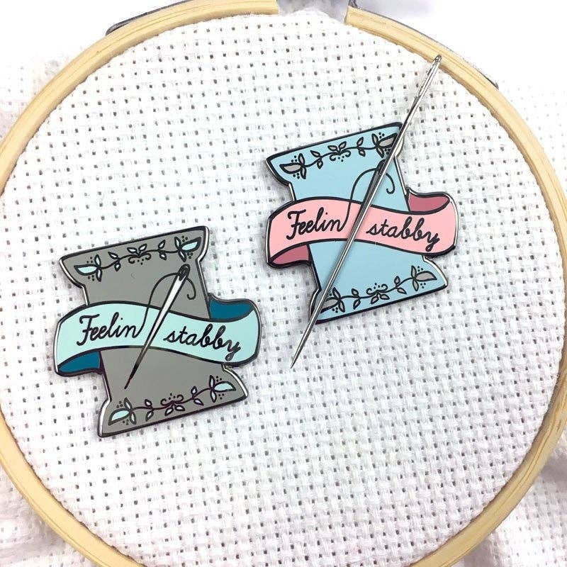 Hard Enamel Feeling Stabby Exclusive Magnetic Needle Minder - Pink and Blue ONLY