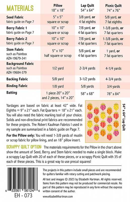 Berry Season Quilt Pattern By Elizabeth Hartman and Kit Option