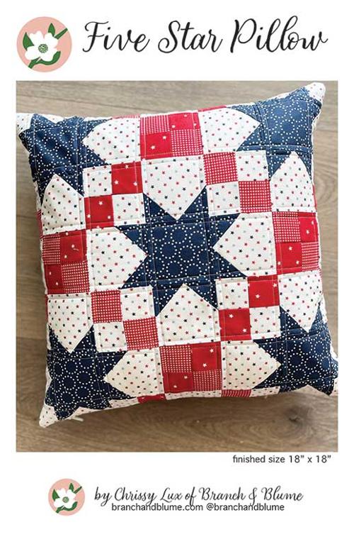 Five Star Pillow Pattern By Branch and Blume and Purrs and Boos Fabric Kit Option