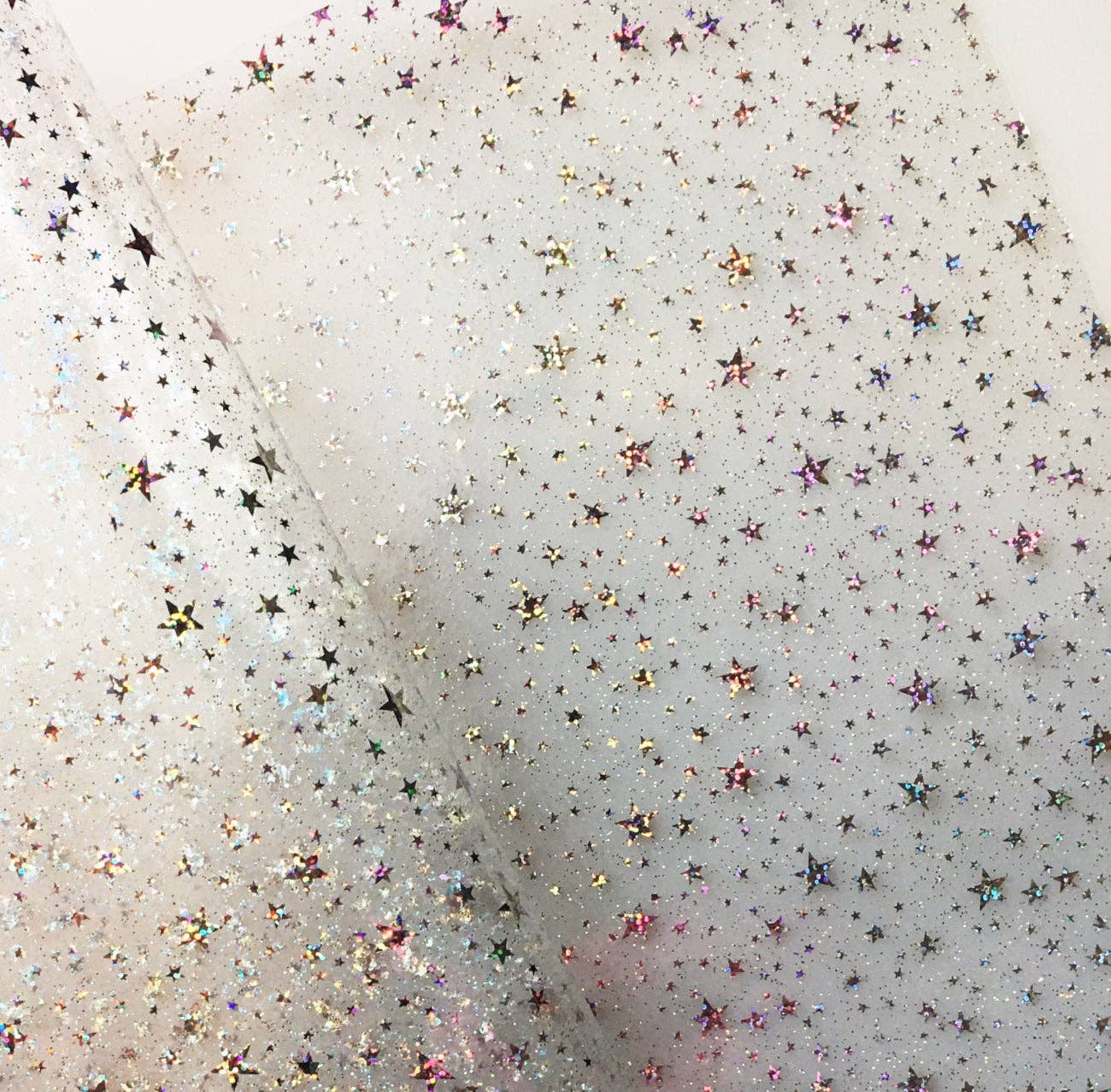 Sew Hungry Hippie - Clear Glitter Stars Vinyl - 18" x 56"