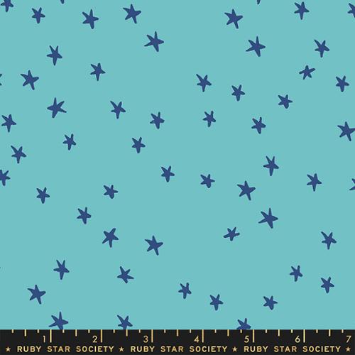 Ruby Star - Starry - Turquoise Blue Stars 108" Wideback Quilt Backing Fabric - RS4111 43