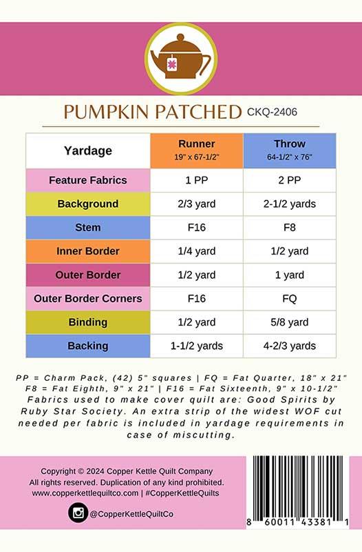 Pumpkin Patched Quilt Pattern By Copper Kettle Quilt Co