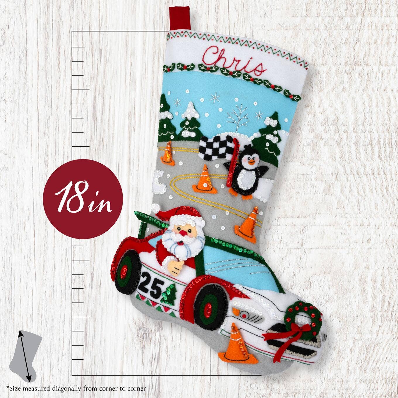 Bucilla® Seasonal Felt Stocking Kit - Holiday Speedway