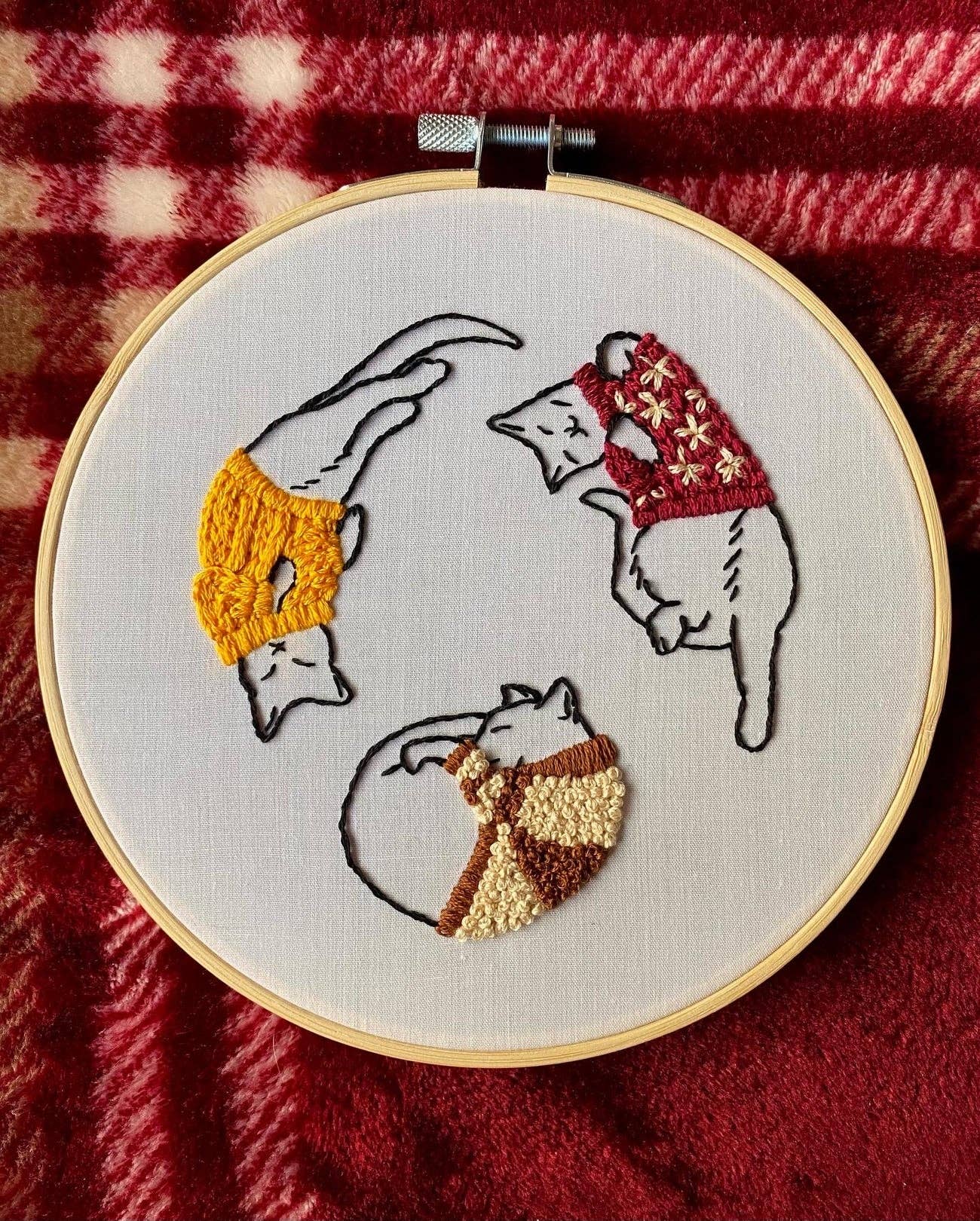 Stitches By Tiff Cozy Sweater Kitties Embroidery Kit