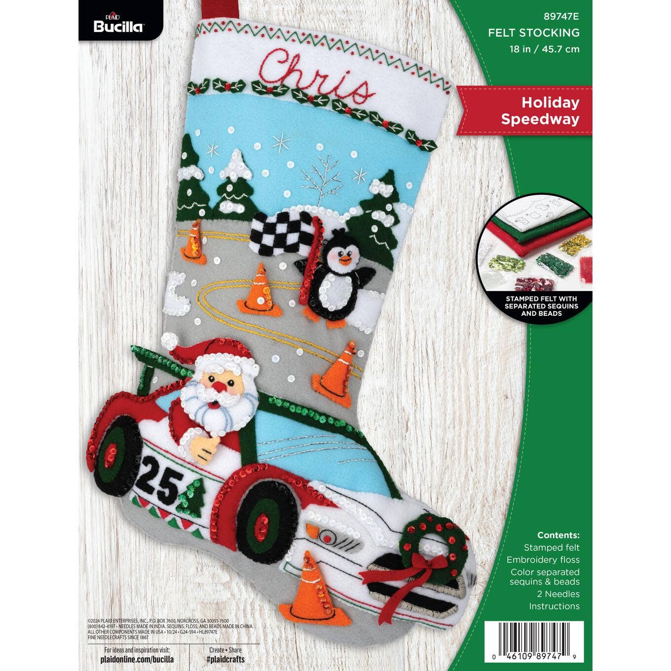 Bucilla® Seasonal Felt Stocking Kit - Holiday Speedway