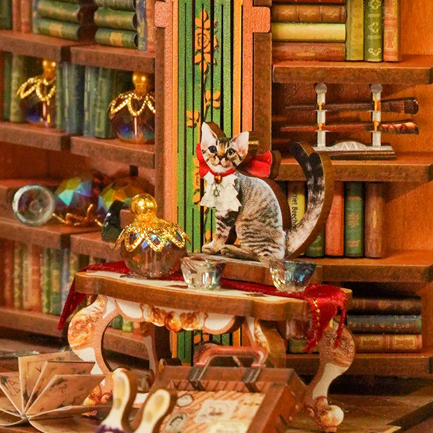 Hands Craft DIY Book Nook Kit: Magical Library And Dust Cover