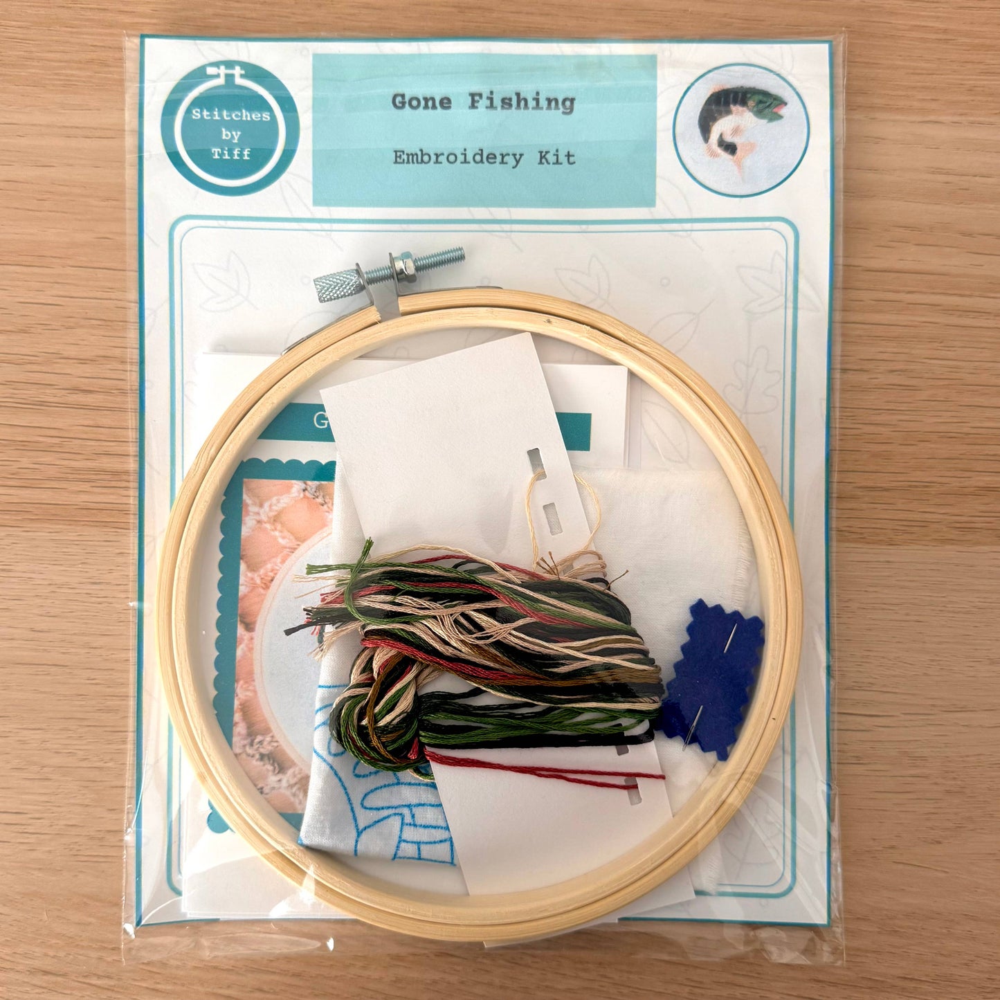 Stitches By Tiff Gone Fishing Embroidery Kit