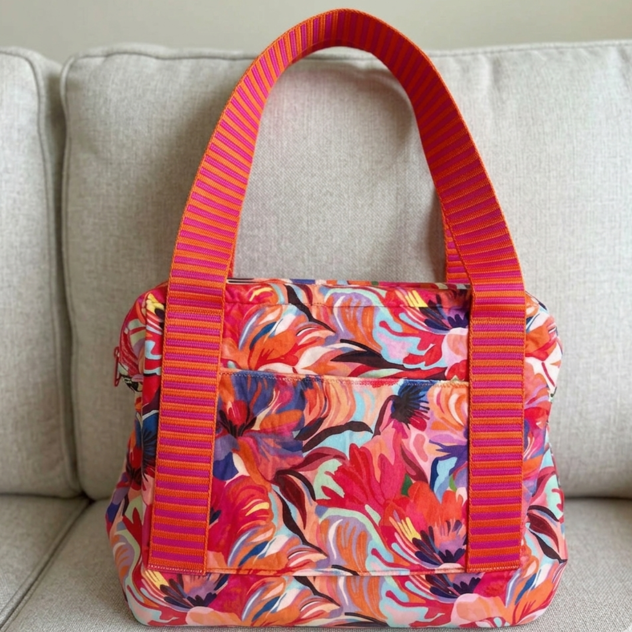 Sew Hungry Hippie Pink Orange Jacquard Woven Stripes Webbing – 1.5" Wide