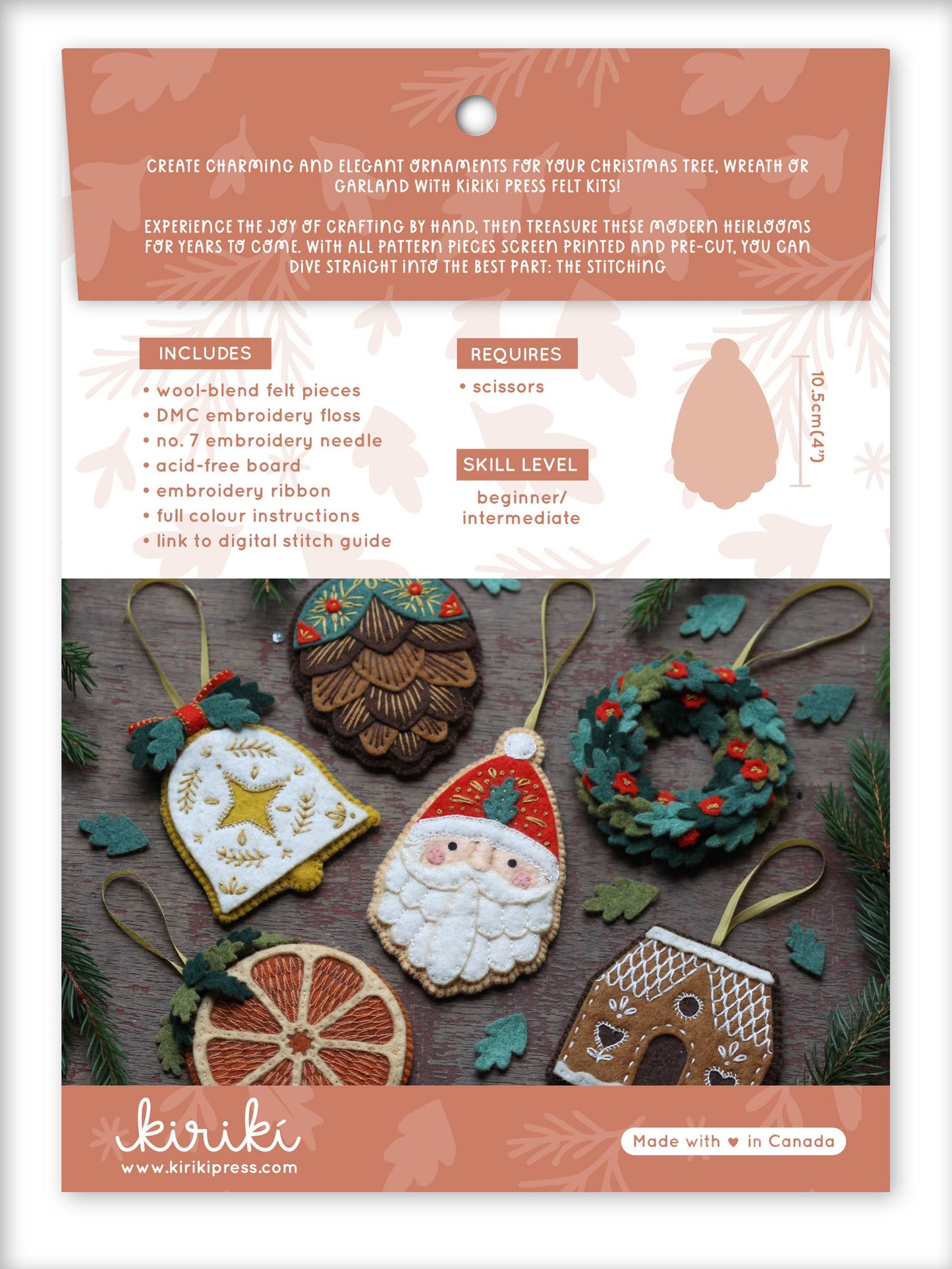 Kiriki Press - Santa Claus - Felt Christmas Ornament Kit