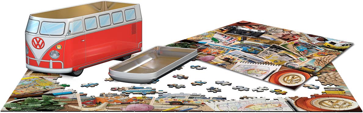 Eurographics Puzzles USA - Red VW - Road Trips Shaped Puzzle Tin