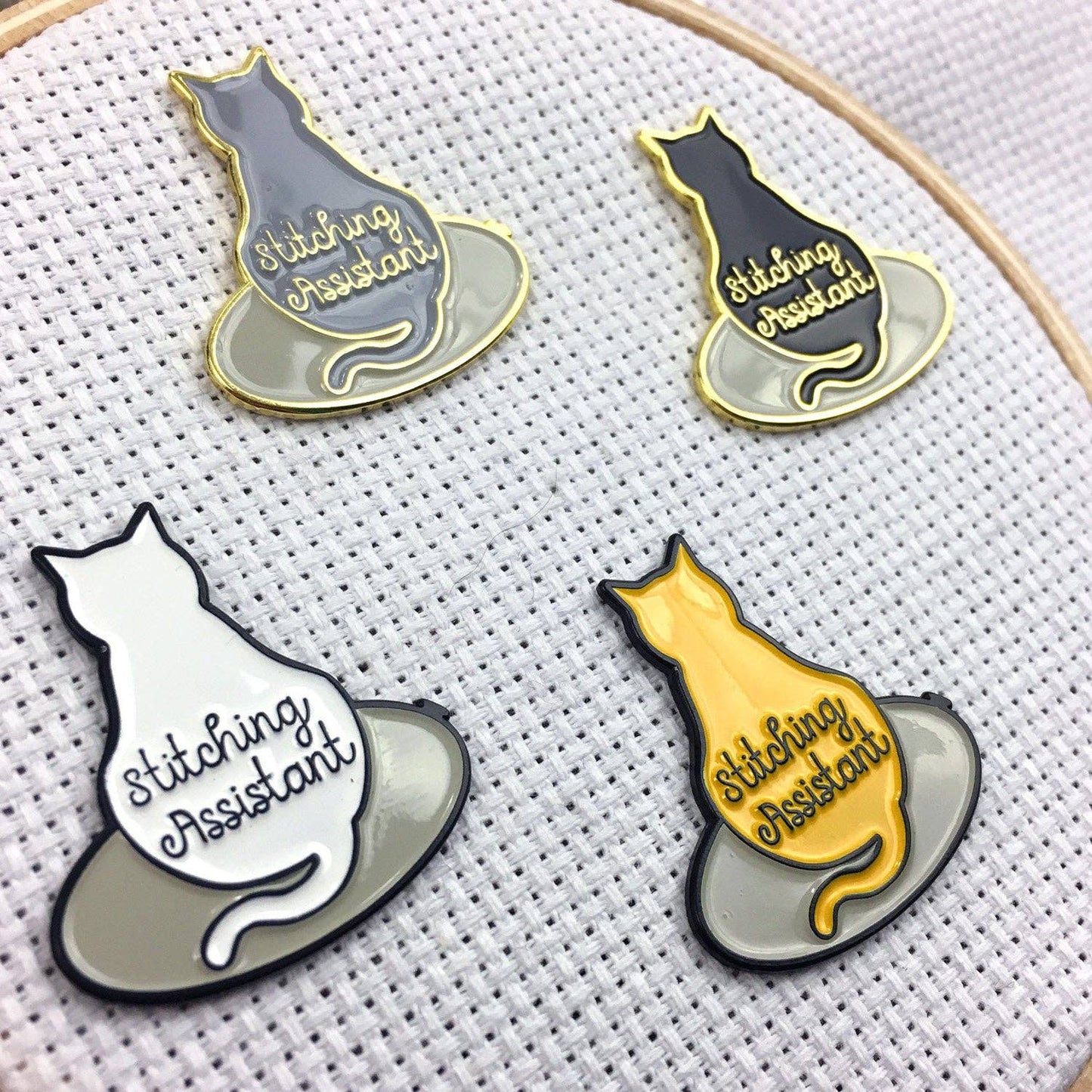 Stitching Assistant Kitty Needle Minders - Black OR Orange Cat - 1 Needle Minder - Choose Color!